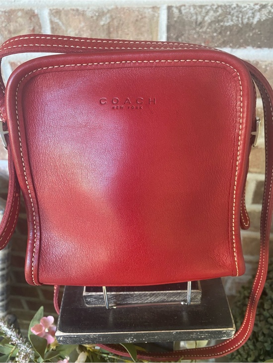 Coach Handbags - Coach Vintage Bellini Zip 9139 Red Leather Crossbody Bag Made In USA 1999